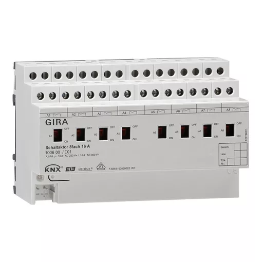GIRA 100600 KNX kapcsolóaktor kézi működtetéssel 16 A | 8-csatornás