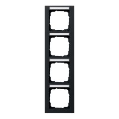   GIRA 111409 leírt Takarókeret E2 | 4-szeres, függőleges | fekete matt