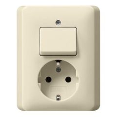   GIRA 017601 SCHUKO aljzat komplett Rendszer 55 | 1-utas, váltókapcsoló | krémesen fehér fényes