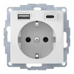   BERKER 48048989 SCHUKO aljzat S/B | USB A/C, 3,0 A | poláris fehér fényes