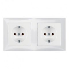   BERKER 47208989 SCHUKO aljzat komplett S.1/B.3/B.7 | 2-szeres, vízszintes | poláris fehér fényes