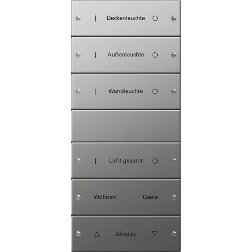 GIRA 2136602 TS3 billenőkapcsoló-készlet feliratozó szolgáltatáshoz System 55 | 6-os (3+3) | nemesacél