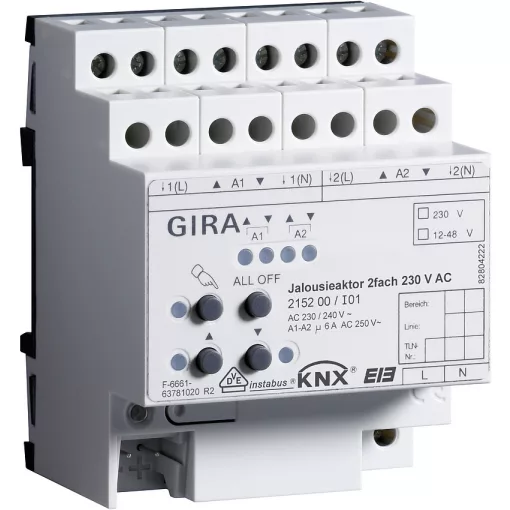 GIRA 215200 KNX redőnyaktor 230 V AC | 2-csatornás, Plus