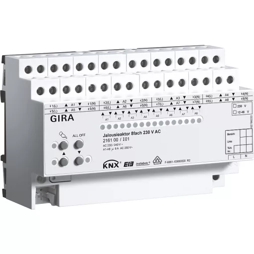 GIRA 216100 KNX redőnyaktor 230 V AC/12-48 V DC | 8-csatornás