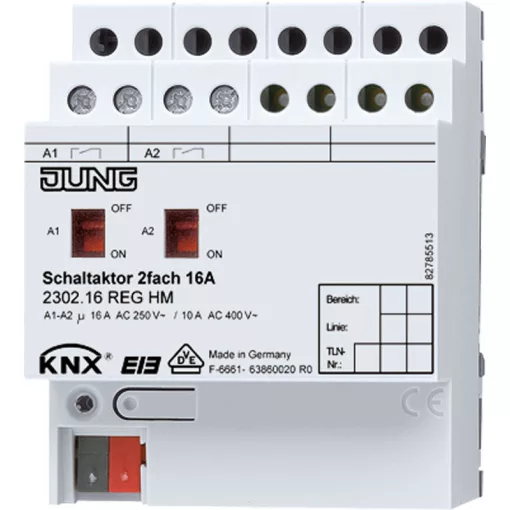 JUNG 2302.16REGHM KNX kapcsolóaktor | 2 kimenetes