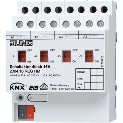 JUNG 2304.16REGHM KNX kapcsolóaktor | 4 kimenetes