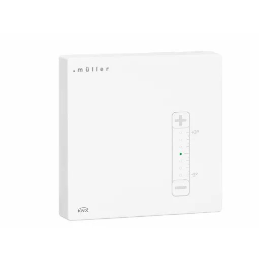 MÜLLER GS 41.11 knx KNX levegőminőség-szabályozó | bináris-/analóg bemenet, kézi célhőmérséklet-állítás | stúdiófehér | 80x80 mm