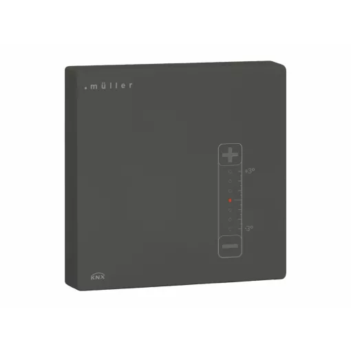 MÜLLER GS 41.11 knxTS KNX légminőség-szabályozó | bináris-/analóg bemenet, kézi célhőmérséklet-állítás | fekete | 80x80 mm