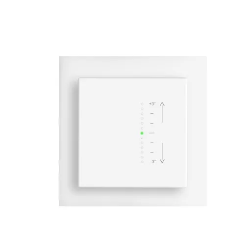 MÜLLER TS 38.11 knx KNX szobai hőmérséklet-szabályozó | bináris/analóg bemenet, kézi célhőmérséklet-beállítás, süllyesztett | stúdiófehér | 55x55 mm