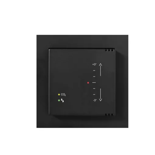 MÜLLER GS 48.11 knx RAL9005 tiefschwarz KNX levegőminőség-szabályozó | manuális célhőmérséklet-állítás | tiefschwarz | 55x55 mm