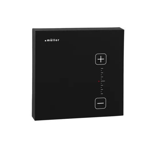 MÜLLER TS3112knx RAL 9005 tiefschwarz KNX szobatermosztát | 5 bemenet, Secure, setpoint állítás | mélyfekete | 80x80 mm