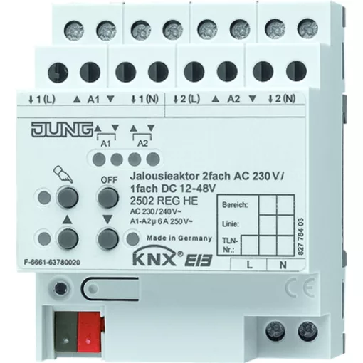MDT JUNG 2502REGHE KNX kombinált redőnyaktor AC/DC | 2 kimenetes