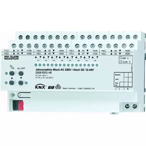 JUNG 2508REGHE KNX kombinált redőnyaktor AC/DC | 8 kimenetes