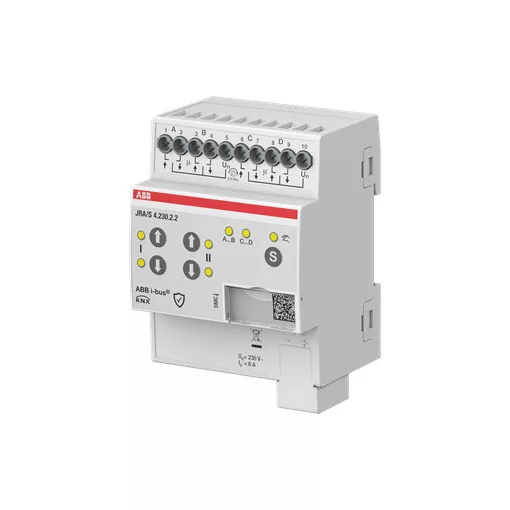 ABB JRA/S4.230.2.2 KNX redőnyaktor 230 V | 4-csatornás, kézi vezérléssel