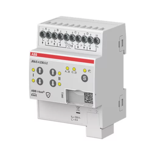 ABB JRA/S4.230.5.2 KNX redőnyaktor 230 V | 4-csatornás, kézi vezérlés, futásidő-mérés