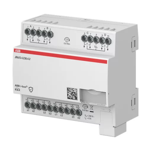 ABB JRA/S4.230.4.2 KNX redőnyaktor 230 V | 4-csatornás, menetidő-mérés