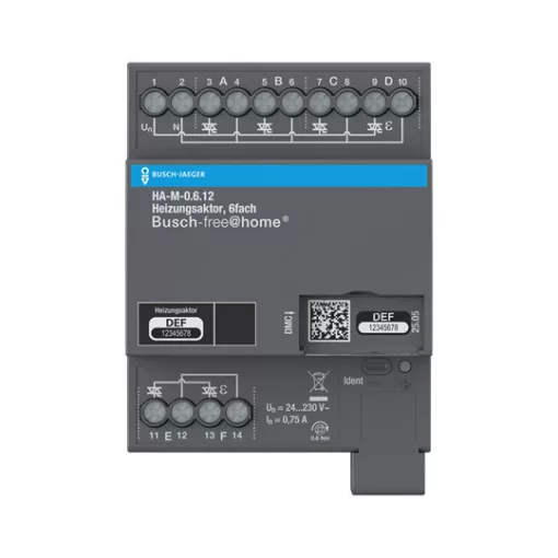 BUSCH-JAEGER HA-M-0.6.12 fűtésaktor REG free@home | 6-csatornás, 230 V