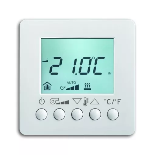 BUSCH-JAEGER 6138/11-84 KNX szobahőmérséklet-szabályozó AP | kijelző, Fan Coil | stúdiófehér