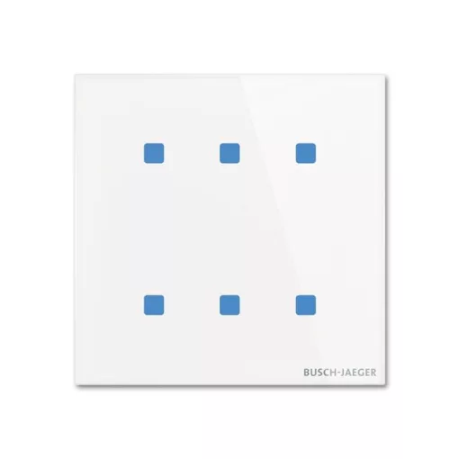 BUSCH-JAEGER TB/U6.4.11-CG KNX tapintásérzékelő Standard tacteo | 6-csatornás, vízszintes | üveg fehér | 86x86 mm