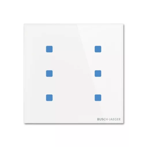 BUSCH-JAEGER TB/U6.5.11-CG KNX tapintásérzékelő Standard tacteo | 6-csatornás, függőleges | fehér üveg | 86x86 mm