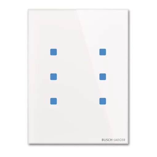 BUSCH-JAEGER TB/U6.7.11-CG KNX tapintásérzékelő Standard tacteo | 6-csatornás, álló | üveg fehér | 86x115 mm