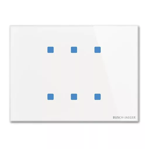 BUSCH-JAEGER TB/U6.8.11-CG KNX tapintásérzékelő Standard tacteo | 6-csatornás, vízszintes | üveg fehér | 115x86 mm
