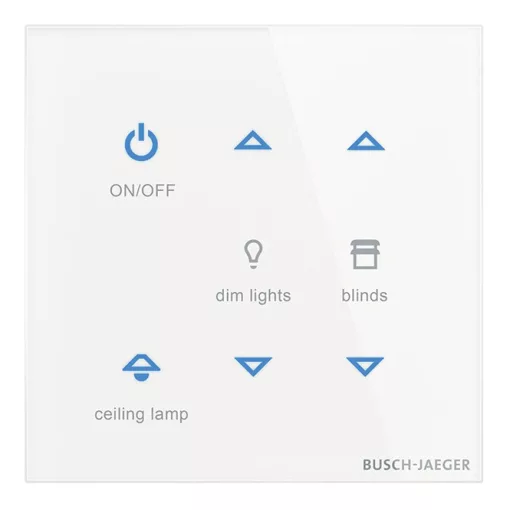BUSCH-JAEGER TB/U6-CG KNX tapintásérzékelő Premium tacteo | 6-csatornás | üveg fehér | 86x86 mm