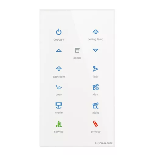 BUSCH-JAEGER TB/U12-CG KNX tapintásérzékelő Premium tacteo | 12-csatornás, függőleges | fehér üveg | 157x86 mm
