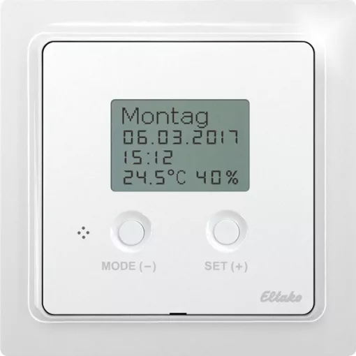 ELTAKO 30055165 KNX busz óra-termosztát-higrosztát | kijelzővel | E-Design55 | poláris fehér fényes
