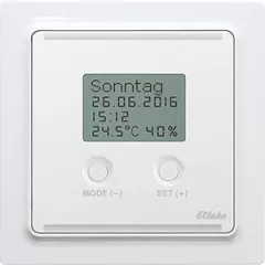  ELTAKO 30055167 KNX busz-óra-termosztát-higrosztát | kijelzővel E-Design55 kivitelben | tiszta fehér fényes