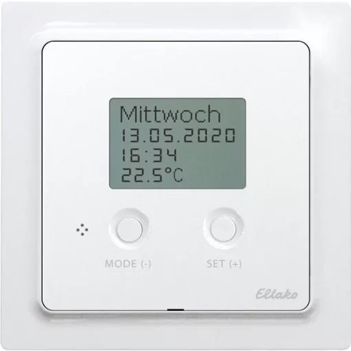 ELTAKO FTAF55ED/230V-pg Rádiófrekvenciás hőmérséklet-szabályozó | Levegő+Padló | fényes poláris fehér