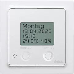   ELTAKO 30055801 Rádióvezérelt óra-termo-higrosztat | 12-24V UC, kijelzővel | tiszta fehér fényes