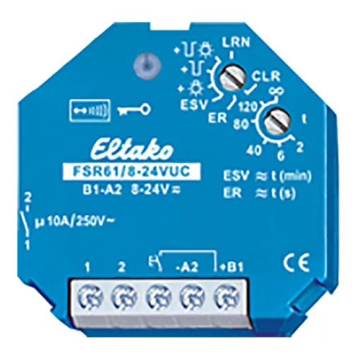 ELTAKO FSR61/8-24V Funk-Stromstoß-Schaltrelais | 1 záró érintkező, 10 A, 24 V DC