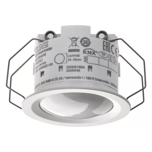JUNG 339001SLE KNX jelenlétérzékelő Mini | hőmérséklet- és páratartalom-mérés, Secure | alpinweiß