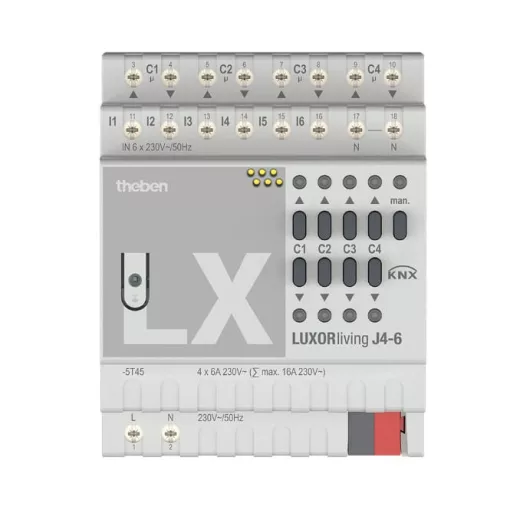 THEBEN LUXORliving J4-6 KNX redőnyaktor | 4-csatornás, 6 bemenettel