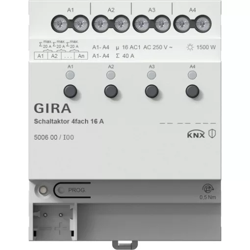 GIRA 500600 KNX REG kapcsolóaktor | 4-csatornás, 16 A