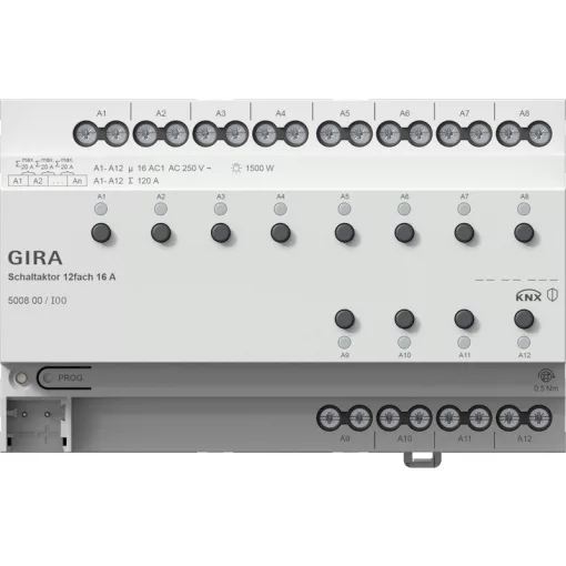 GIRA 500800 KNX REG kapcsolóaktor | 12-csatornás, 16 A