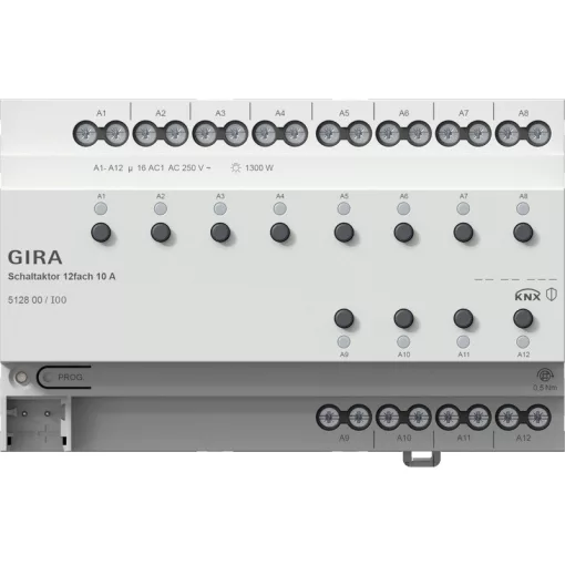 GIRA 512800 KNX REG kapcsolóaktor | 12 kimenetes, 10 A