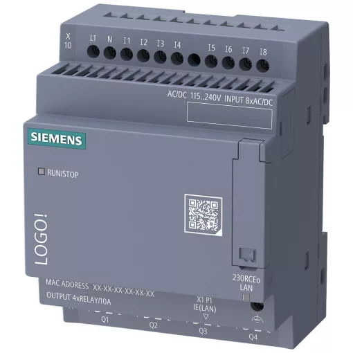 SIEMENS 6ED1052-2FB08-0BA3 LOGO! Basismodul 230 V | kijelző nélkül, 8 DI/4 DO, relé 800 Bl.