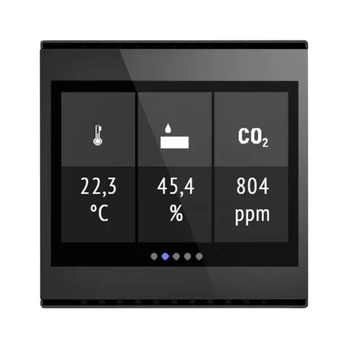 ELSNER 70822 KNX hőmérséklet-érzékelő kijelzővel Cala Touch | hőmérséklet, páratartalom, CO2 | fekete