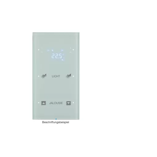 BERKER 75642150 KNX üveg érintőpanel R.3 | 2-csatornás, hőmérsékletszabályozó, konfigurált | poláris fehér üveg