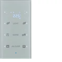   BERKER 75643134 KNX üveg érintőpanel | 3-csatornás, hőmérsékletszabályozó, konfigurált | üveg alu