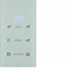   BERKER 75643150 KNX üveg érintőpanel R.3 | 3-csatornás, hőmérsékletszabályozó, konfigurált | poláris fehér üveg