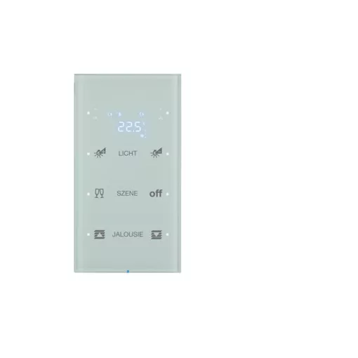 BERKER 75643150 KNX üveg érintőpanel R.3 | 3-csatornás, hőmérsékletszabályozó, konfigurált | poláris fehér üveg