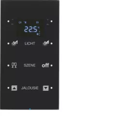   BERKER 75643155 KNX üveg érintőpanel R.3 | 3-csatornás, hőmérsékletszabályozó, konfigurált | fekete üveg