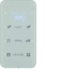   BERKER 75643160 KNX üveg érintőpanel R.1 | 3-csatornás, hőmérsékletszabályozó, konfigurált | poláris fehér üveg