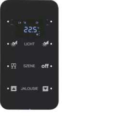   BERKER 75643165 KNX üveg érintőpanel R.1 | 3-csatornás, hőmérséklet-szabályozó, konfigurált | fekete üveg