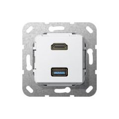   GIRA 567903 kommunikációs betét | HDMI/USB-A, átszakadó kábel | tiszta fehér fényes