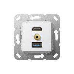   GIRA 568003 kommunikációs betét | HDMI/USB-A/jack 3,5 mm, csatlakozó/kiszakító kábel | tiszta fehér fényes