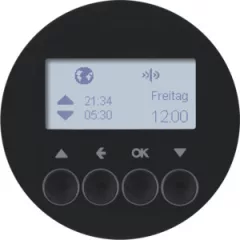   BERKER 85745131 KNX-RF redőny-kapcsolóóra R.1/R.3 | kijelzővel | fényes fekete